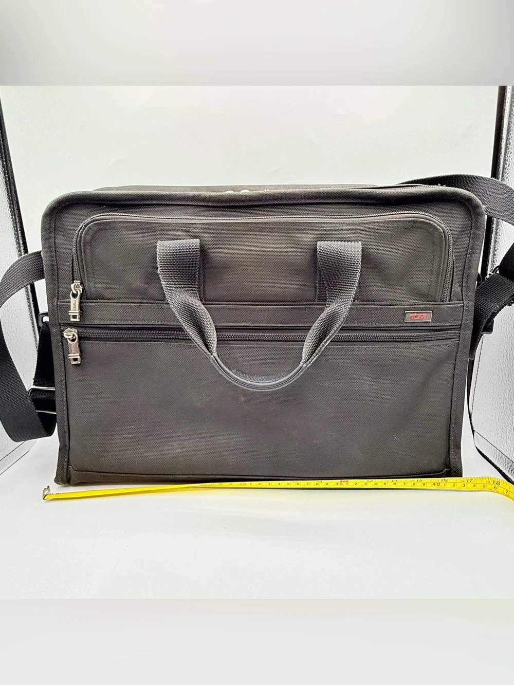 TUMI Black Ballistic Nylon Laptop Briefcase Messenger Bag 17” Shoulder. READ